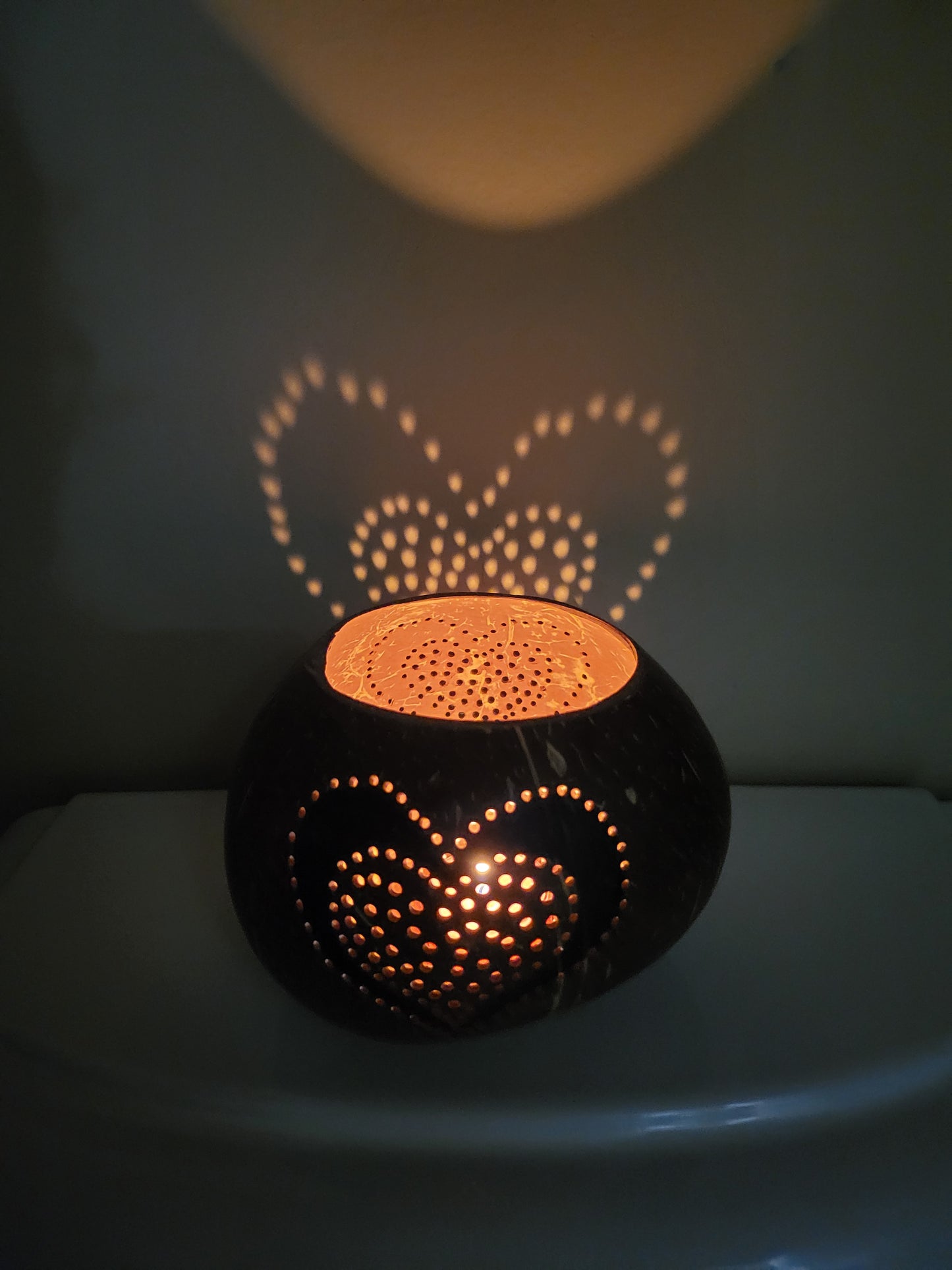 Heart Coconut Shell Tealight Holder