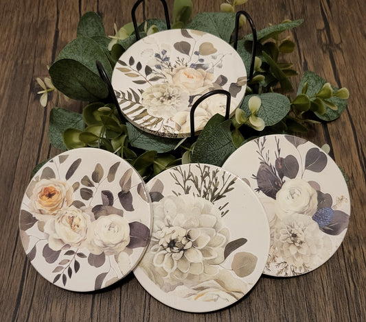 Eucalyptus & Rose Coaster Set (Round)