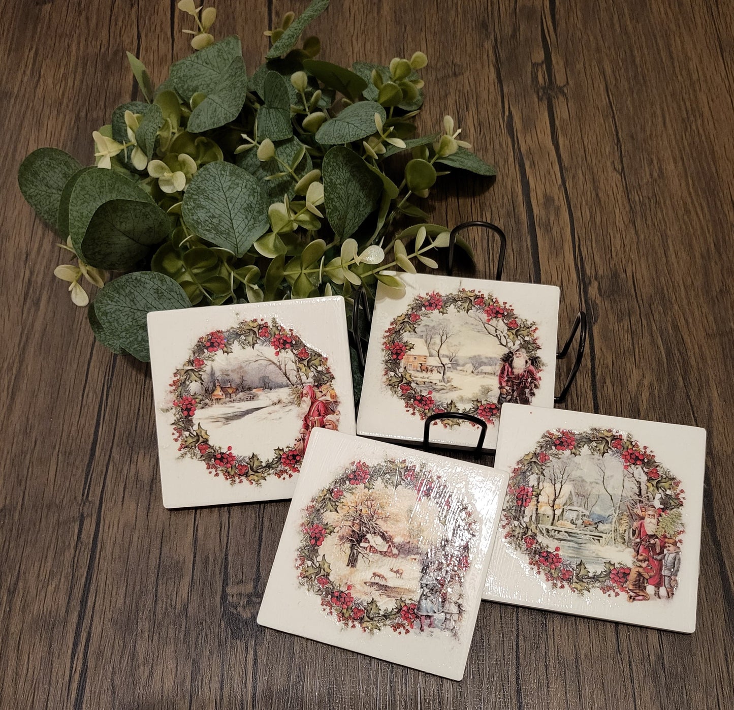 St. Nick Decoupaged Coaster Set