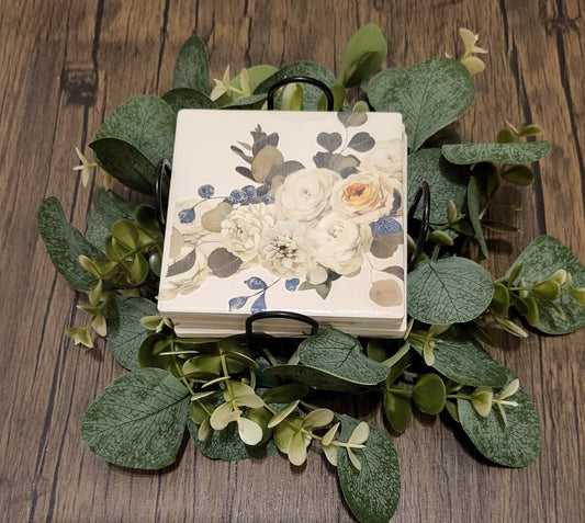 Eucalyptus & Rose Coaster Set (square)