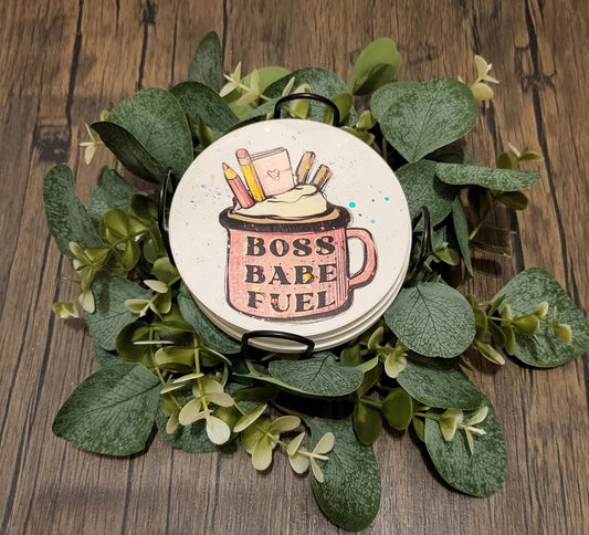 Boss Babe Fuel Decoupaged Coaster Set