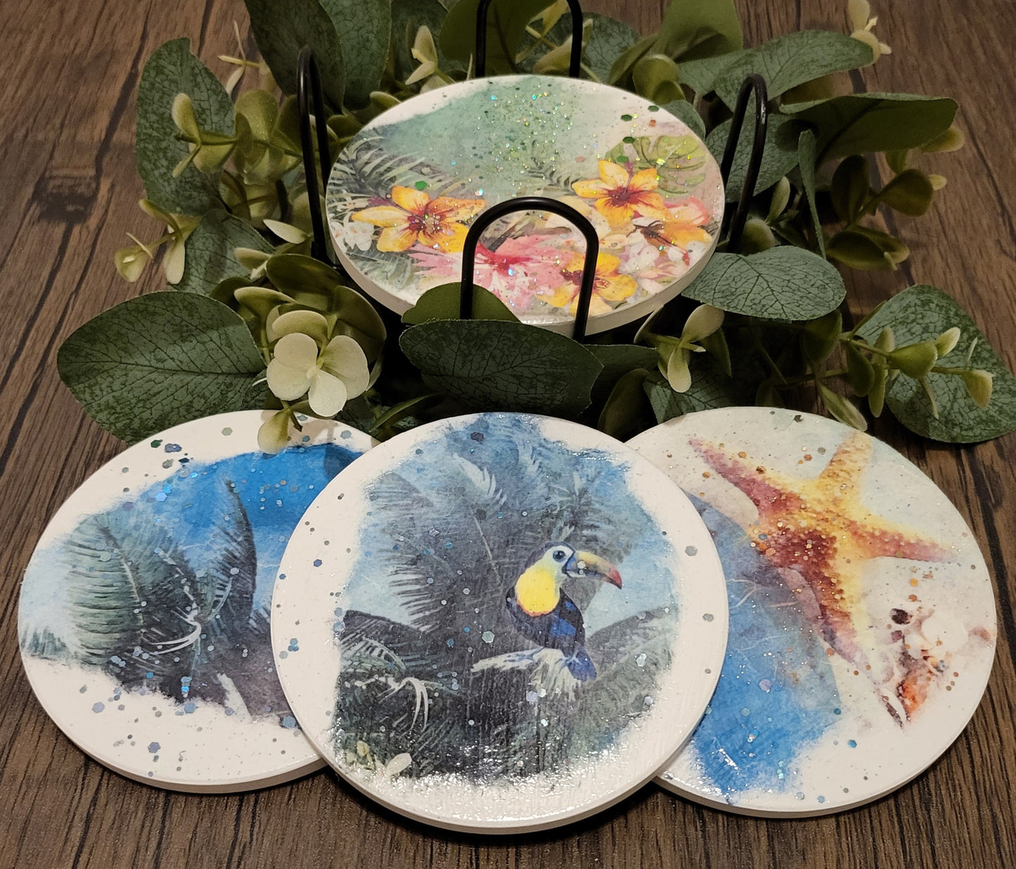 Tropical Decoupaged Coaster Set